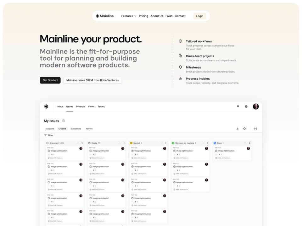 Mainline - Minimal landing page template Next.js & Astro