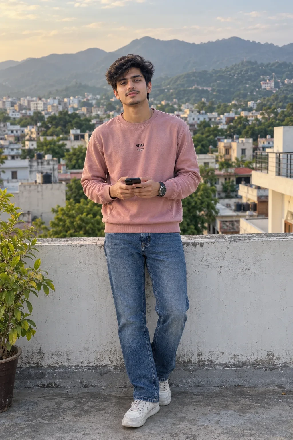 영화 같은 루프톱 인물 사진