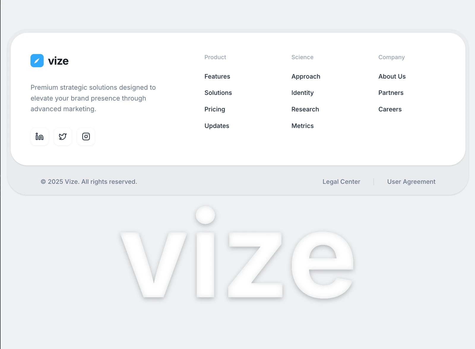 Vize Footer — KI & SaaS footer preview