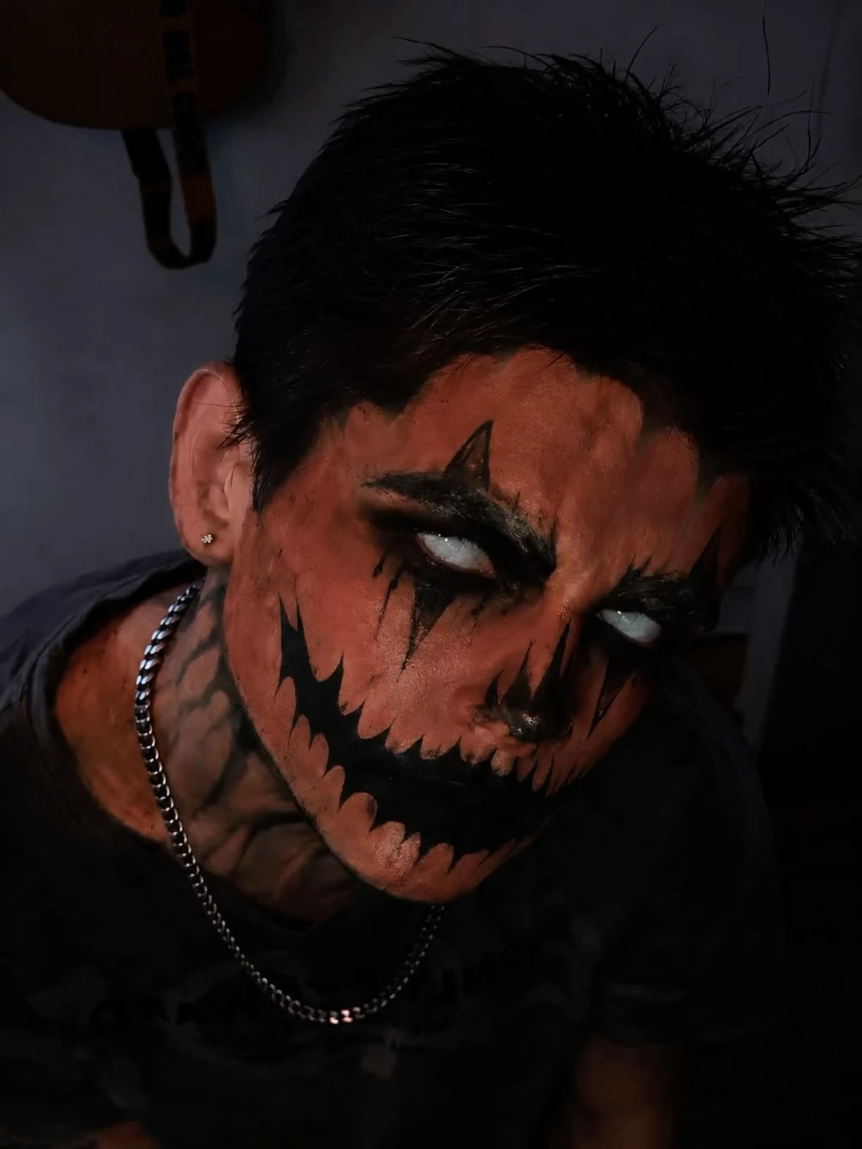 Red demon grin makeup