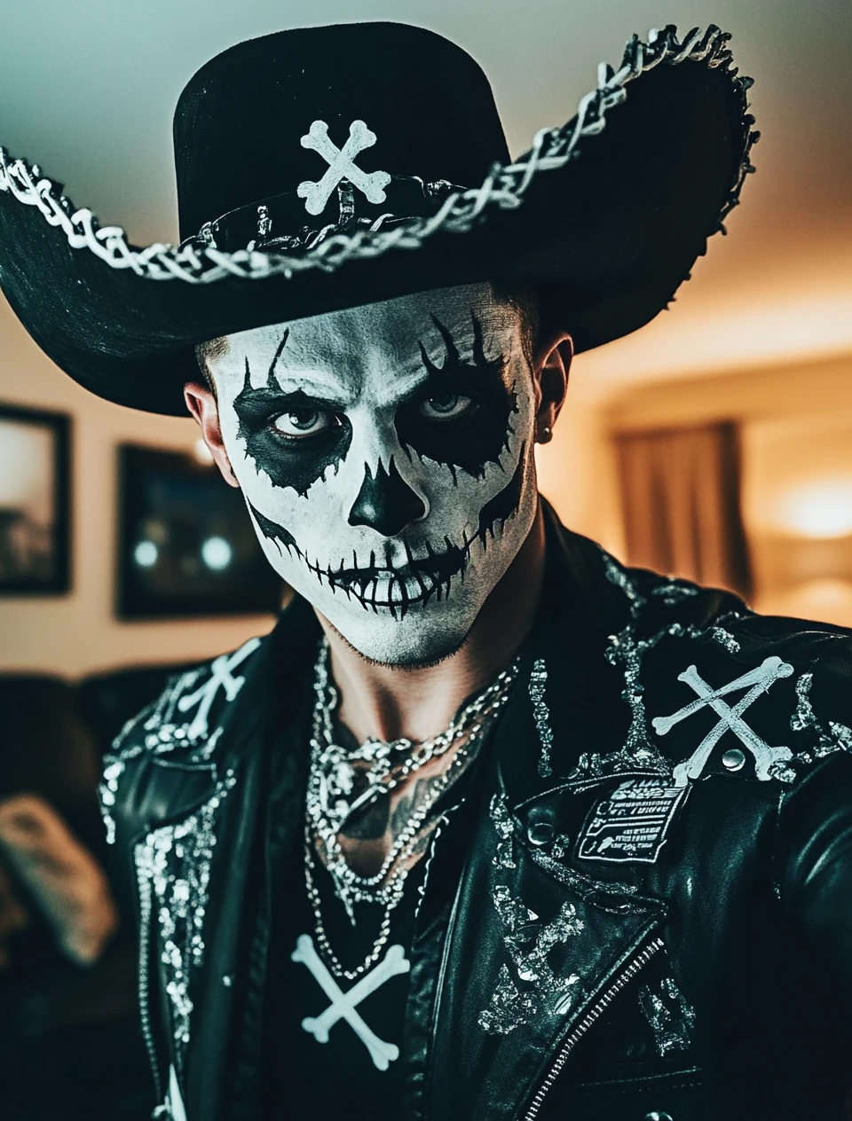 Pirate hat with sugar skull