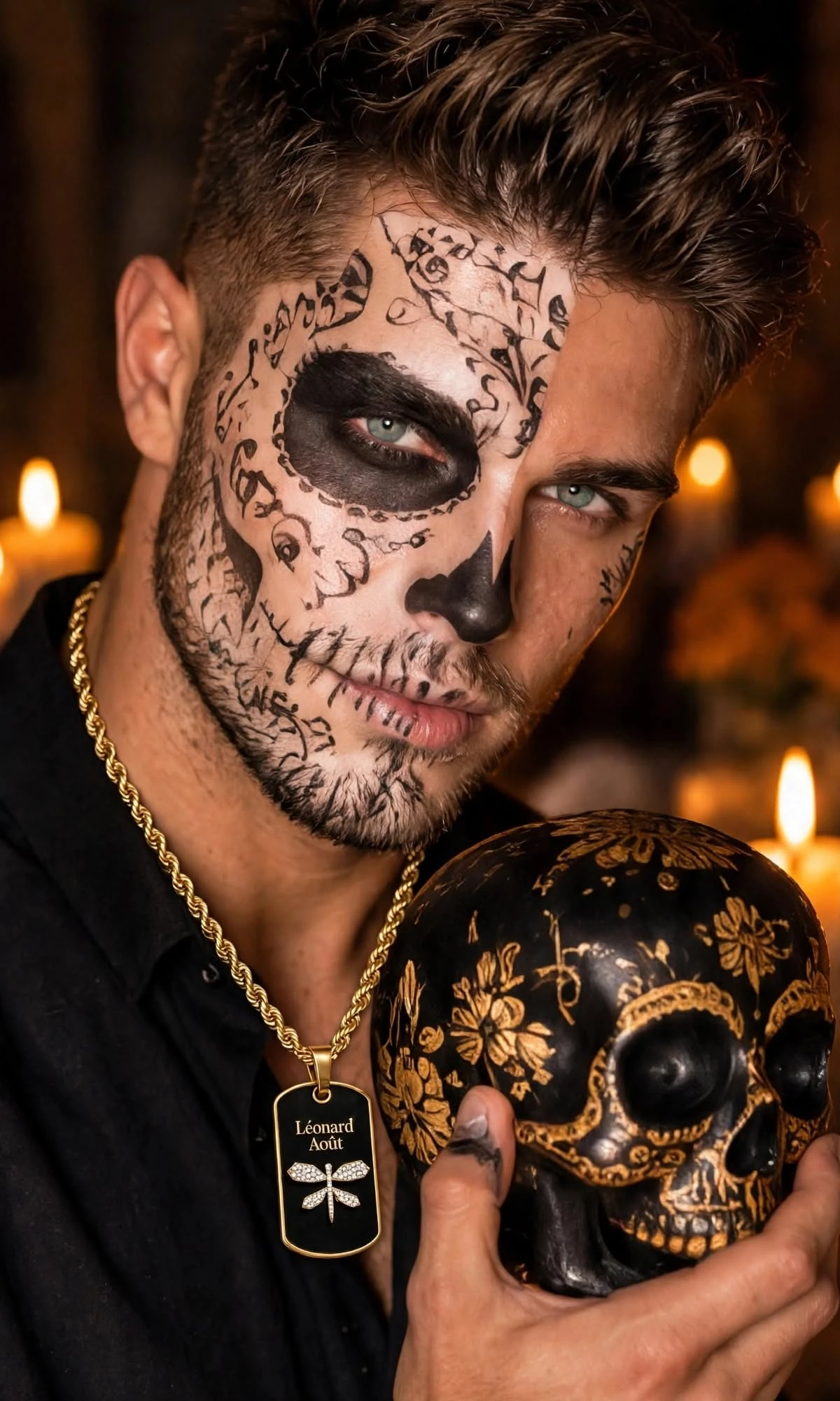 Ornate skull paint with goatee