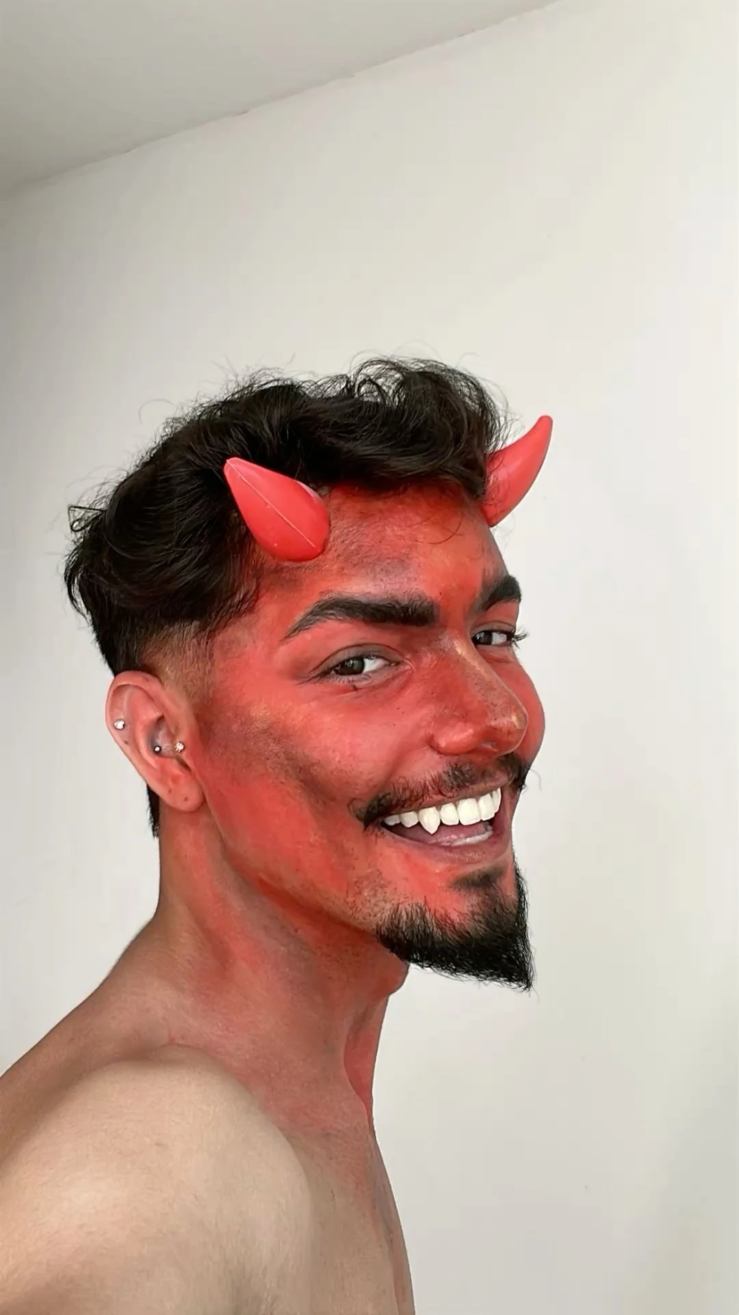 Devil makeup with horns