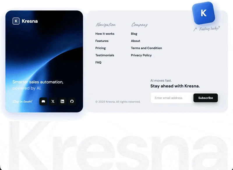Kresna Footer — KI & SaaS footer preview