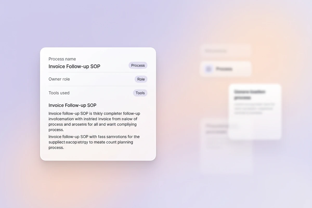 محرّر ناعم غير متماثل بحقول العملية والدور والأدوات بجانب شرائح Process وRole وTools.