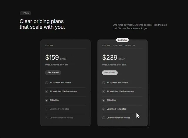 Rocket Pricing IA e SaaS Seção de preços design preview
