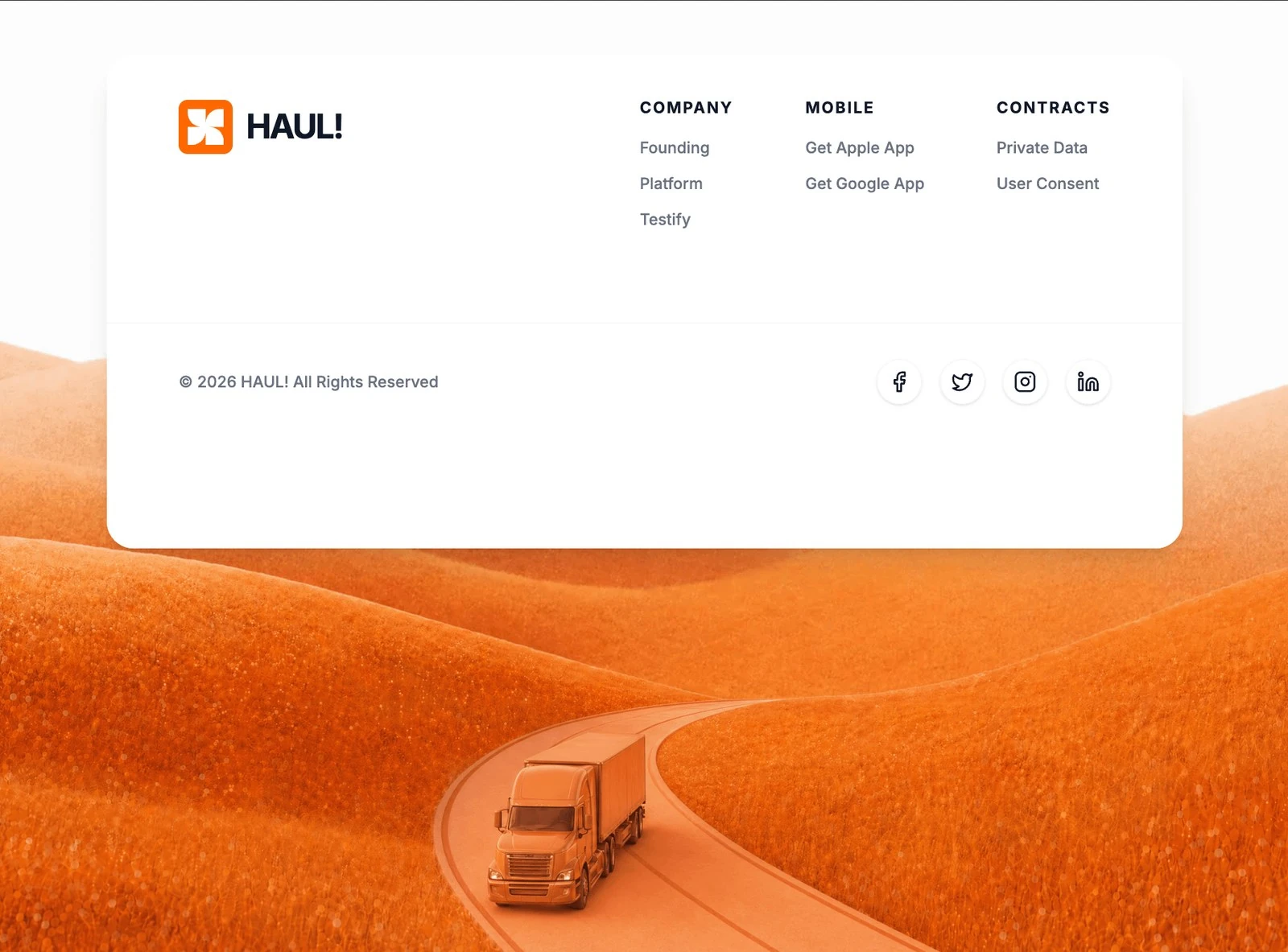 HAUL! AI & SaaS Footer design preview