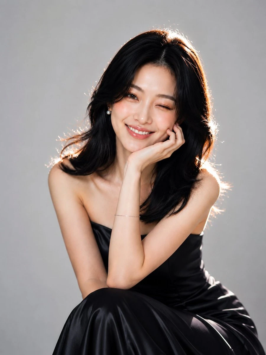 검은 드레스 스튜디오 뷰티 사진
