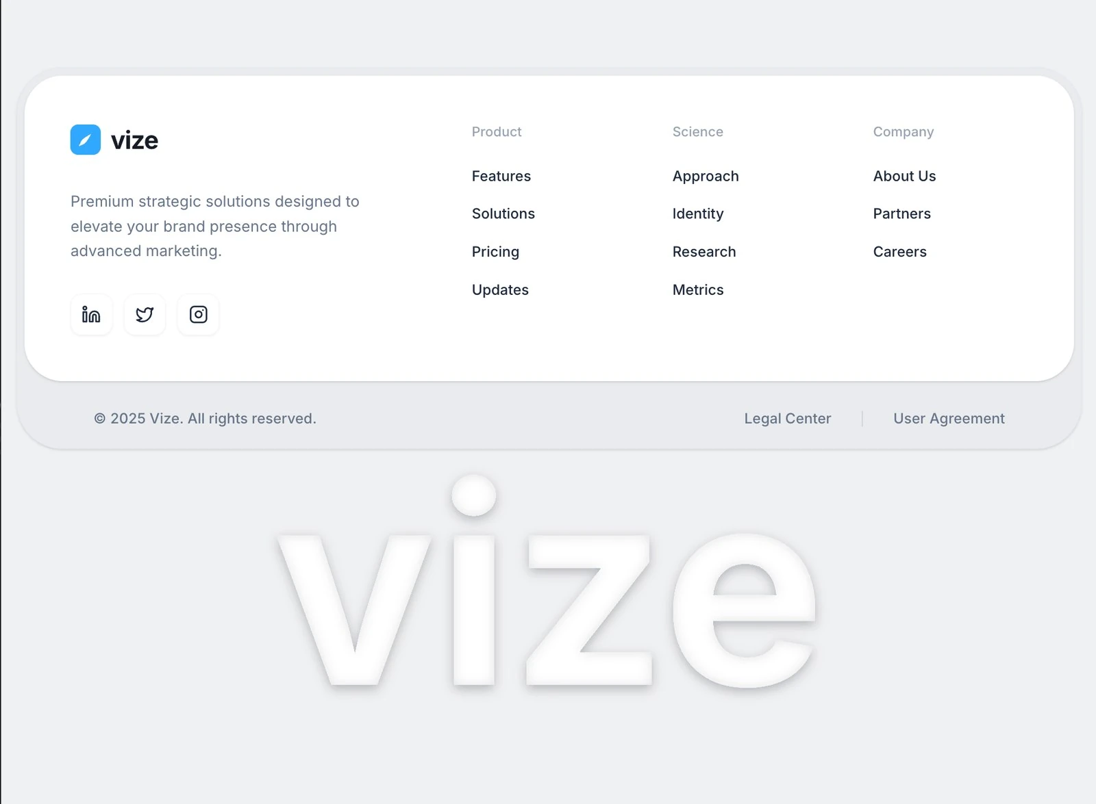 Vize Footer AI & SaaS Footer design preview