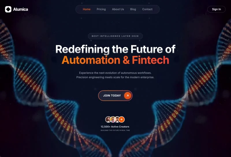 Alumica — Fintech hero-bereich preview