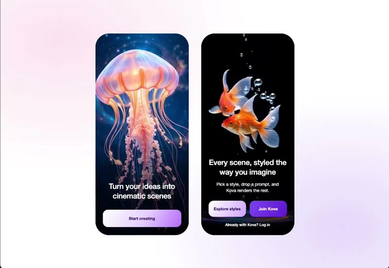 Kova Mobile App — KI & SaaS onboarding preview