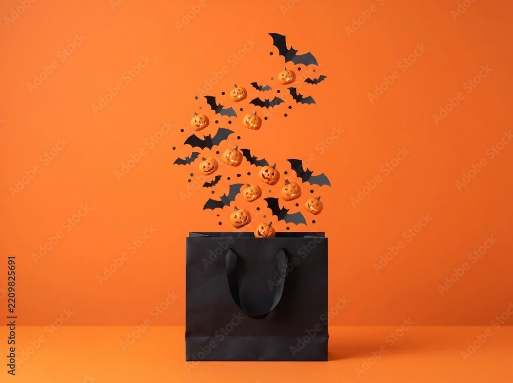 Black Gift Bag With Rising Bats