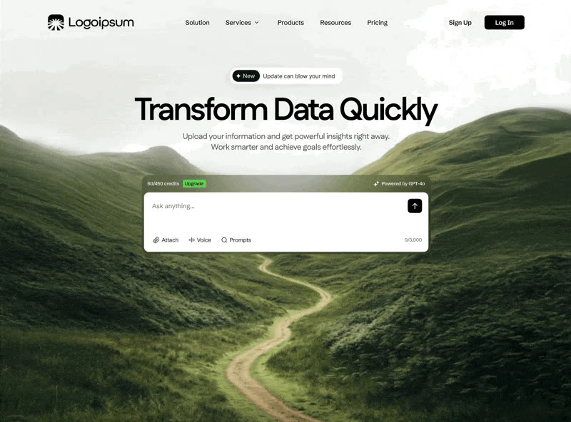 Transform Data — KI & SaaS hero-bereich preview