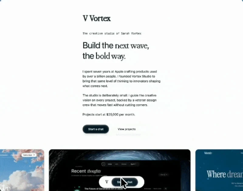 AI Designer Portfolio — Agenturen & Studios hero-bereich preview