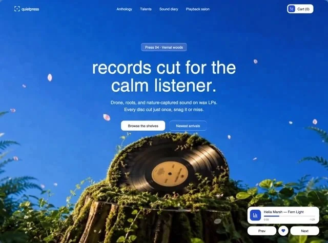 Audio Showcase — Lifestyle hero-bereich preview