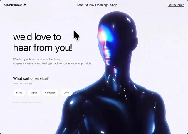 Contact Cybernetic AI & SaaS Hero section design preview