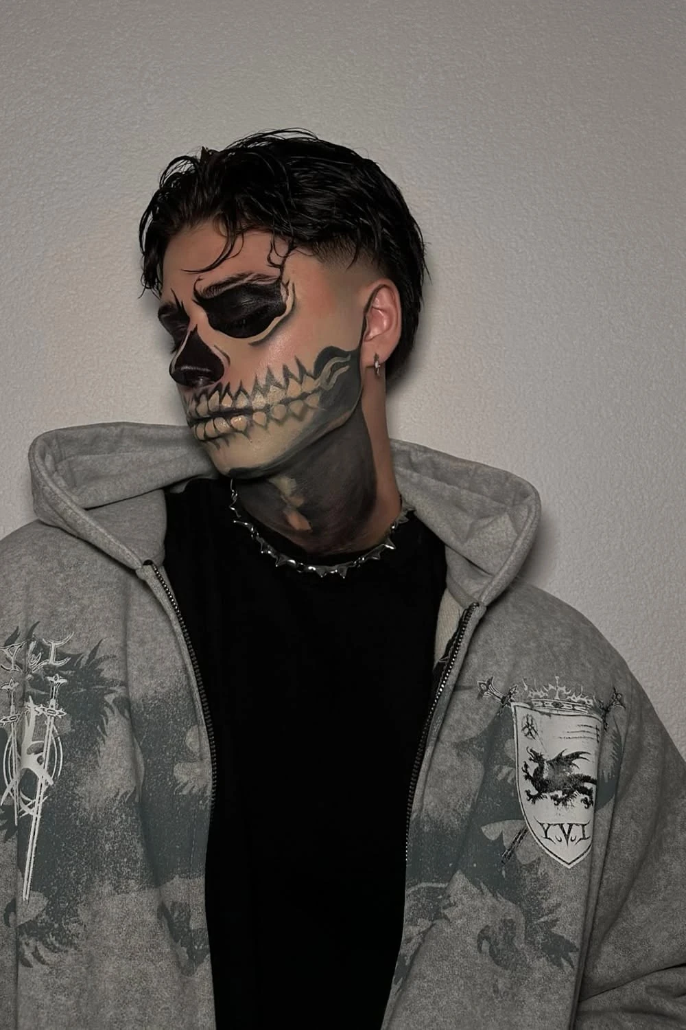 Half-face skull makeup