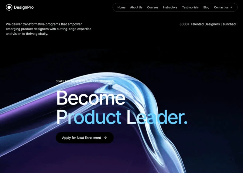DesignPro Academy — Bildung & Community hero-bereich preview