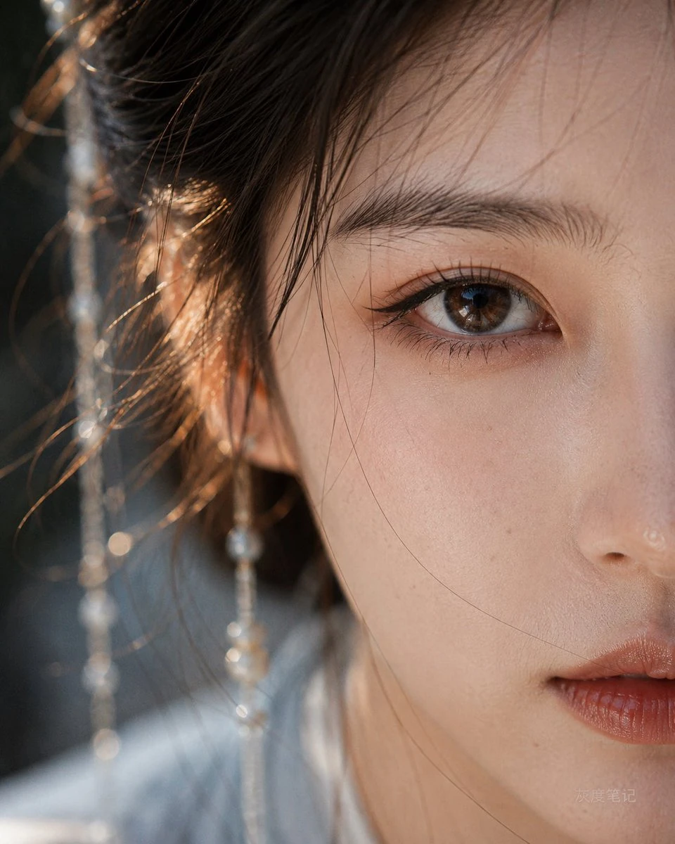 자연스러운 피부 질감의 반쪽 얼굴