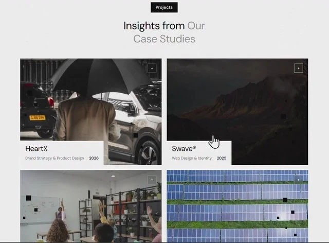 Pixel Grid Hover — Agenturen & Studios portfolio preview