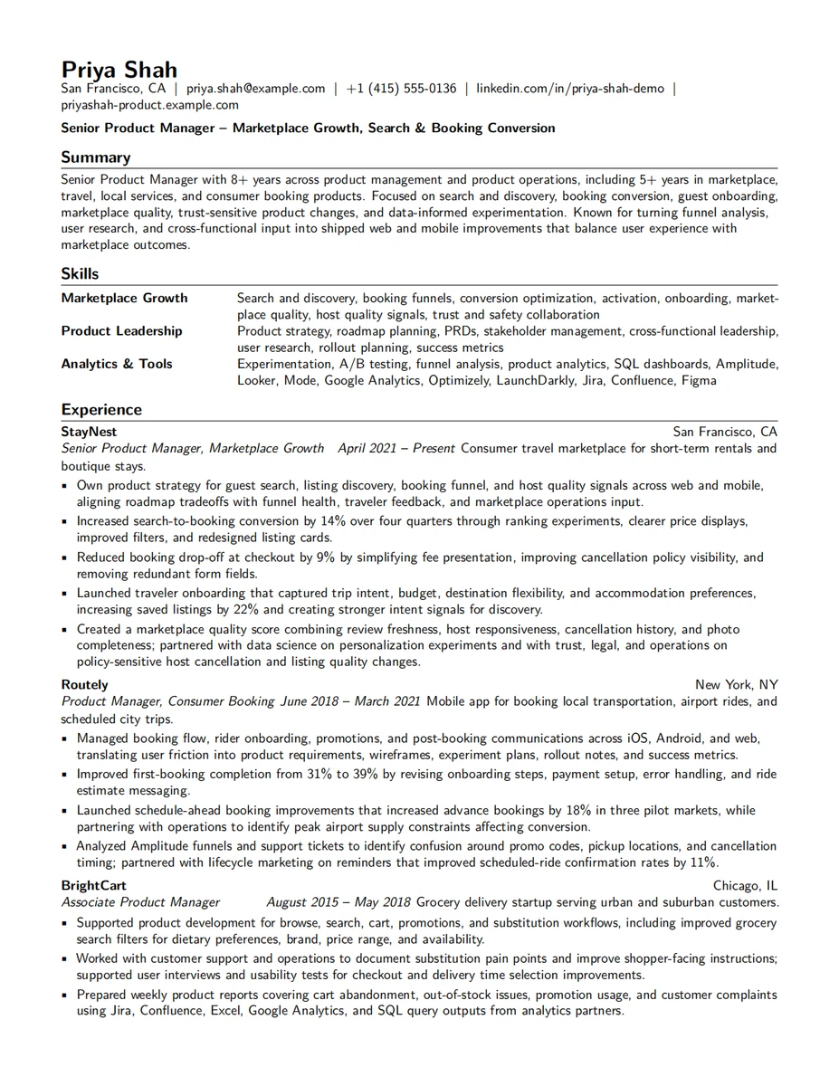 Vorschau von Lebenslauf für Senior Product Manager