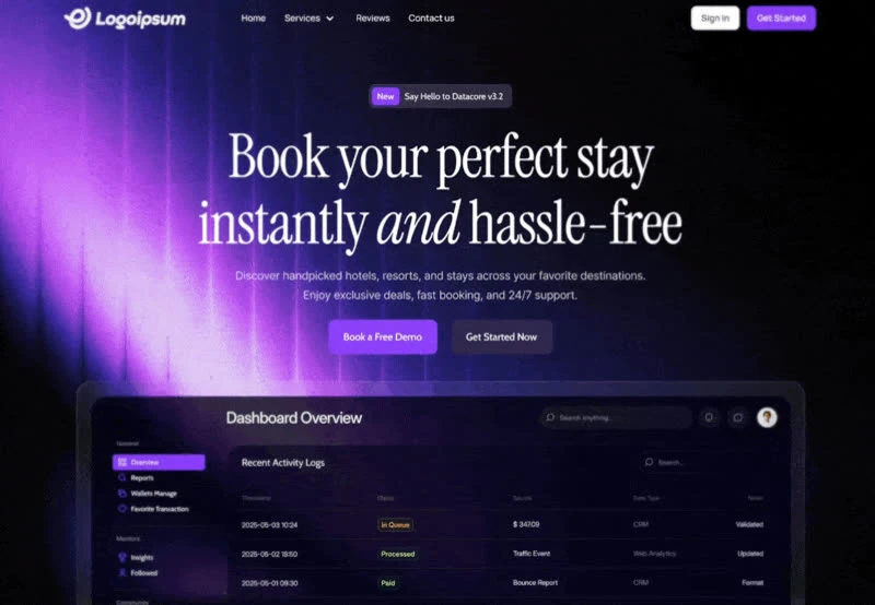 Datacore Booking — KI & SaaS hero-bereich preview