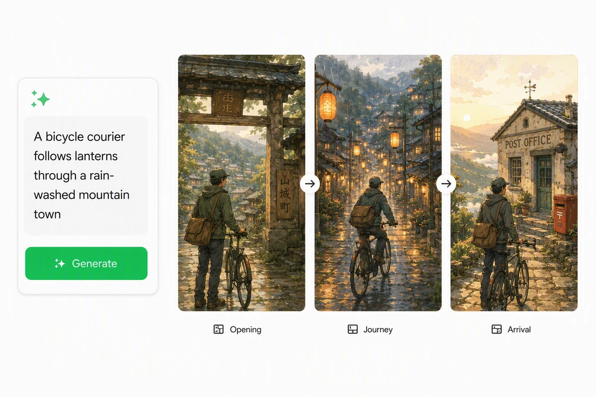 A short story prompt developing into three original hand-painted scenes