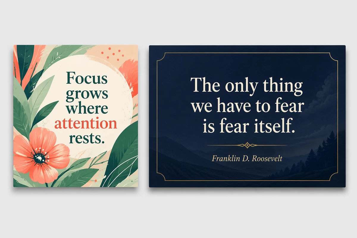 An original focus quote beside a sourced Franklin D. Roosevelt quotation