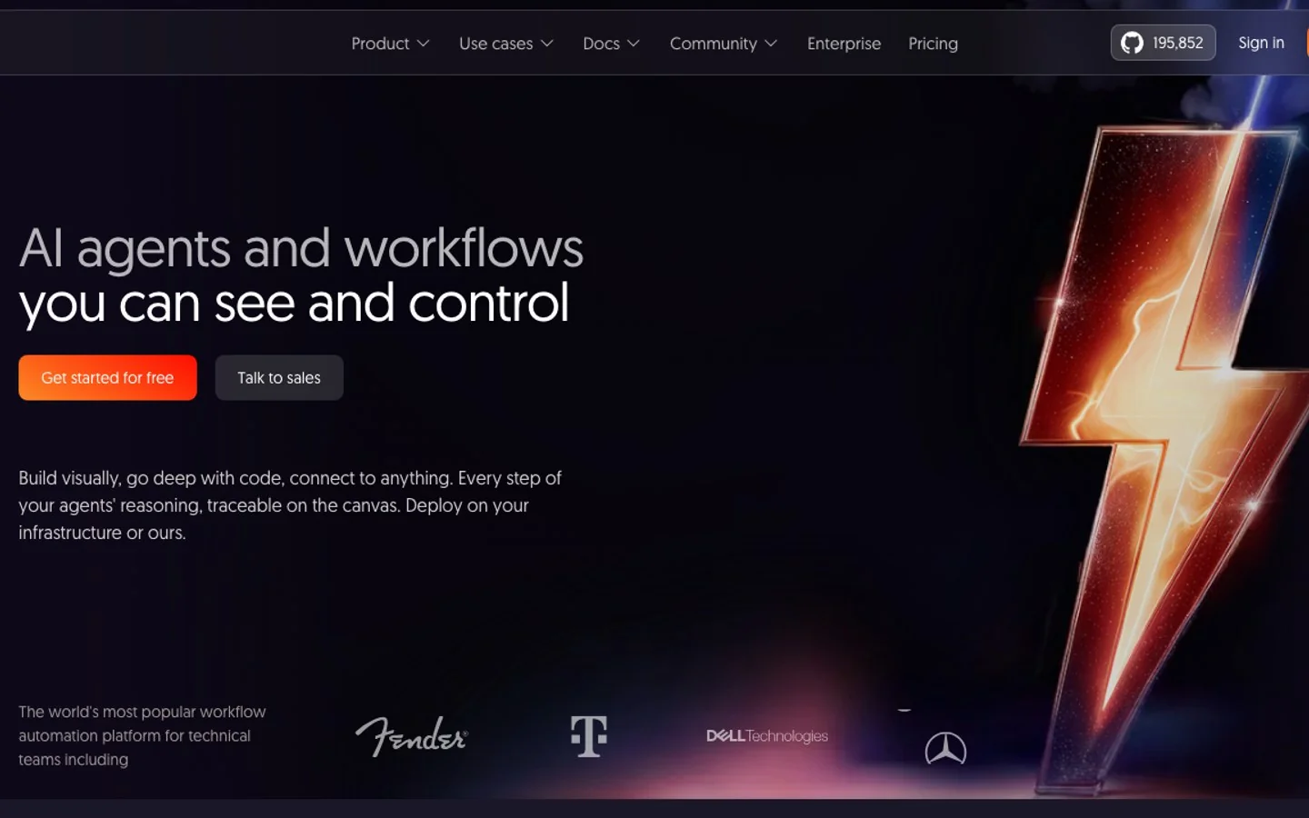 n8n homepage showing AI agents and workflow automation control