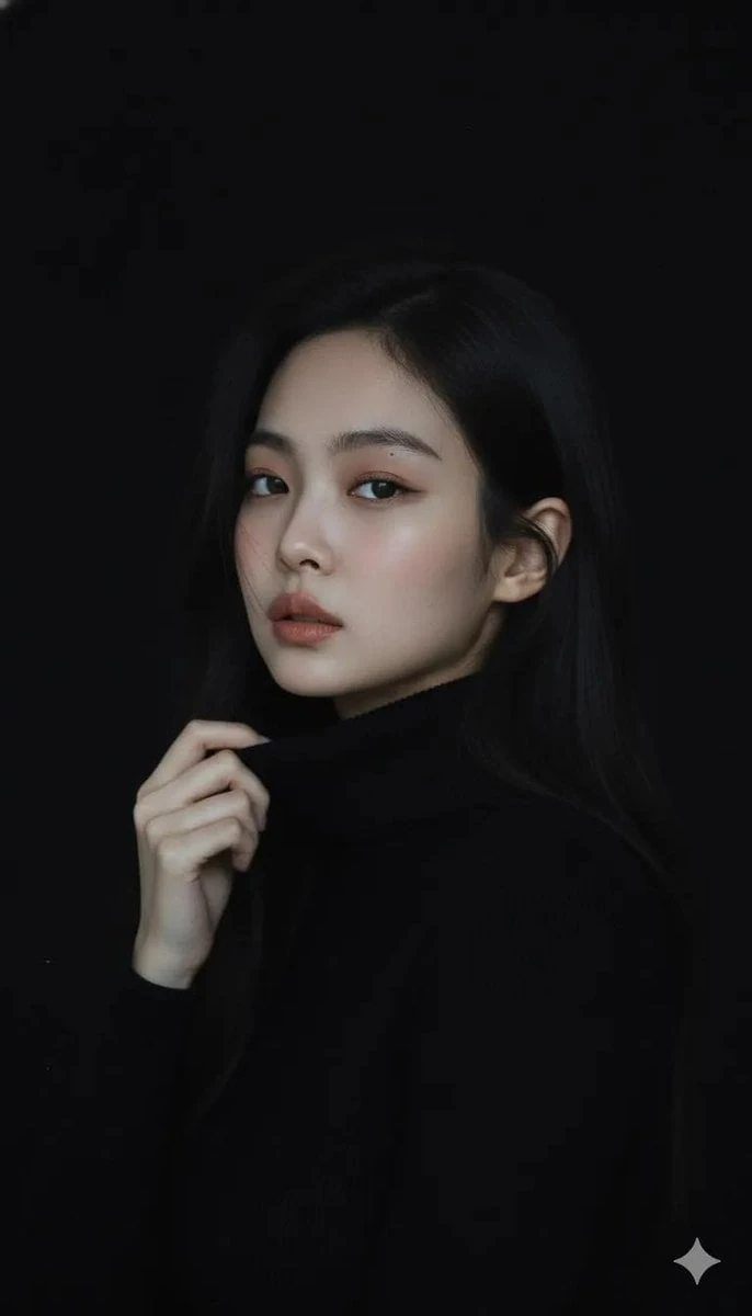 검은 배경의 분위기 있는 인물 사진