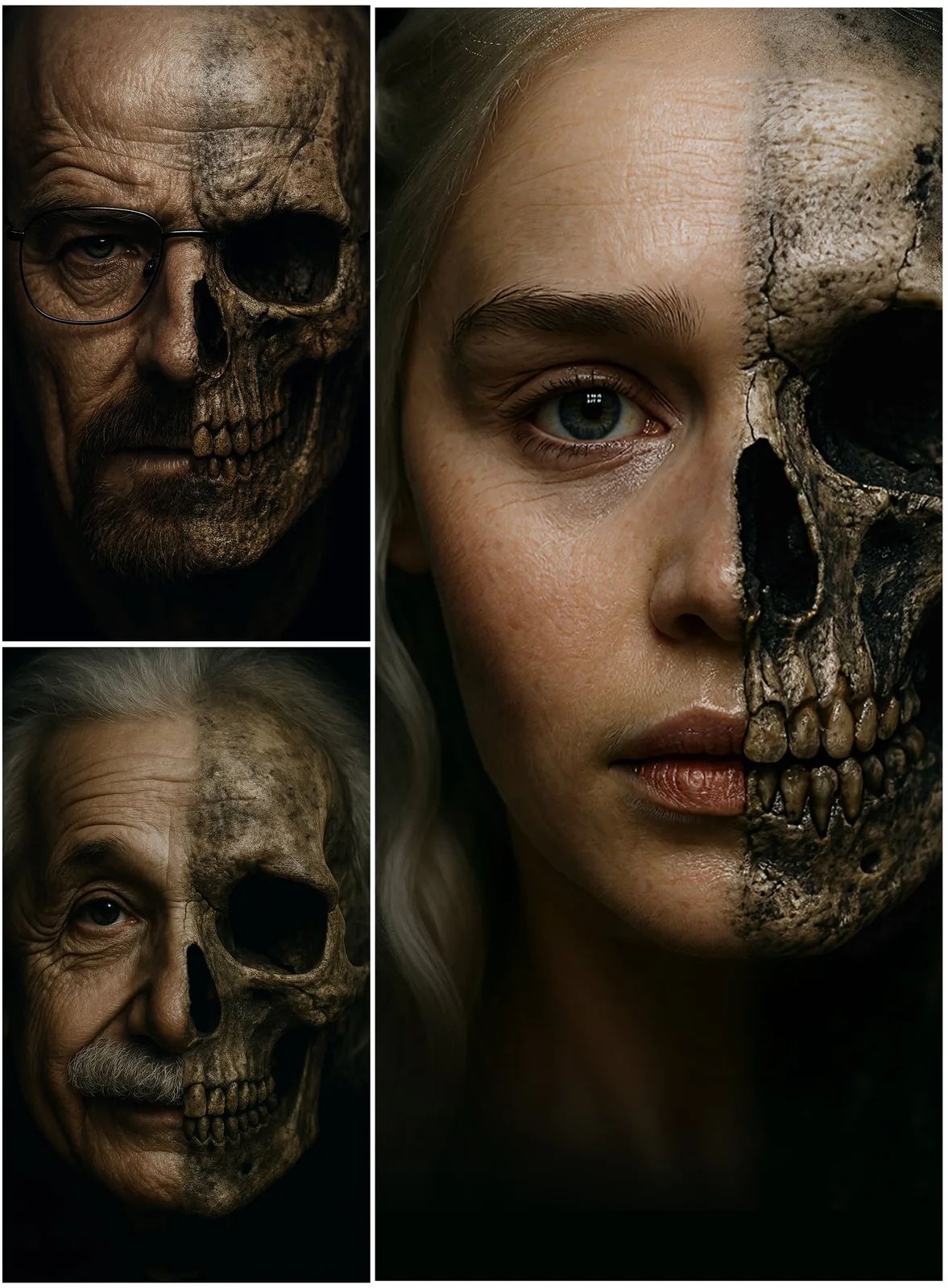 Half human, half bone beauty portrait