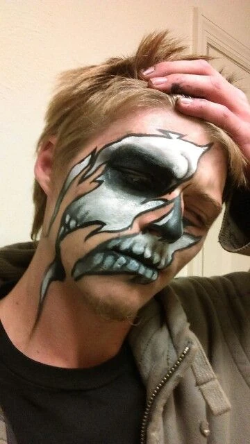 Silver skull makeup