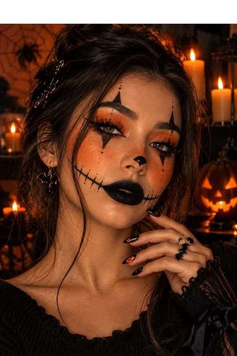 Half skull with stitched smile