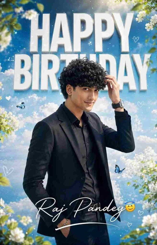 남성 꽃 장식 생일 포스터