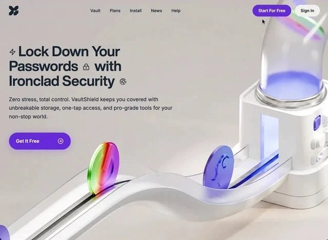 VaultShield — Fintech hero-bereich preview