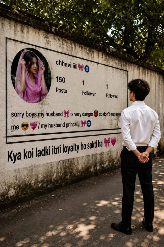 벽의 Instagram 프로필을 바라보는 남성