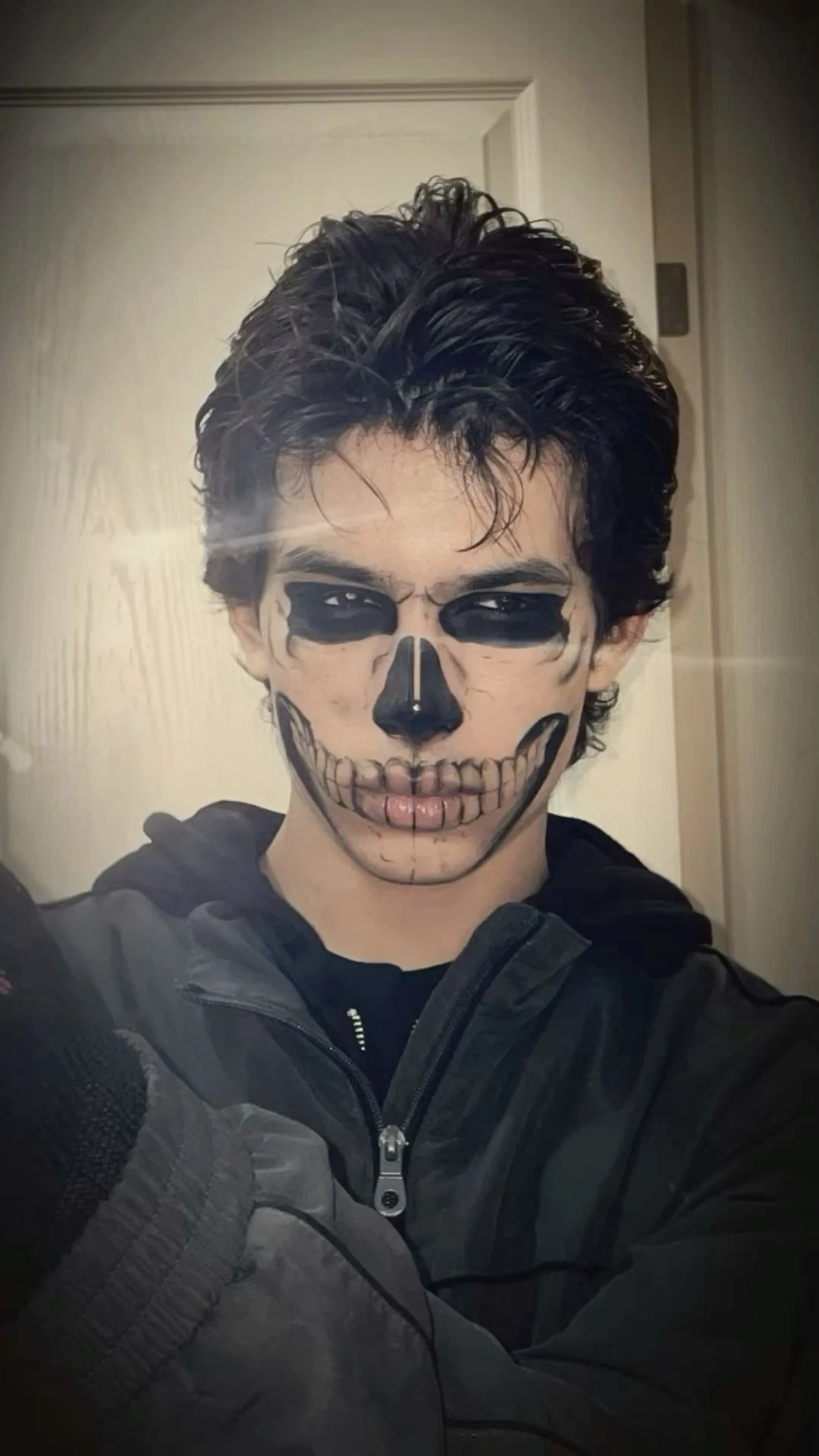 Skull makeup with a hoodie