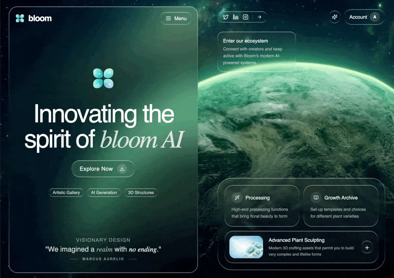 Bloom AI — KI & SaaS hero-bereich preview