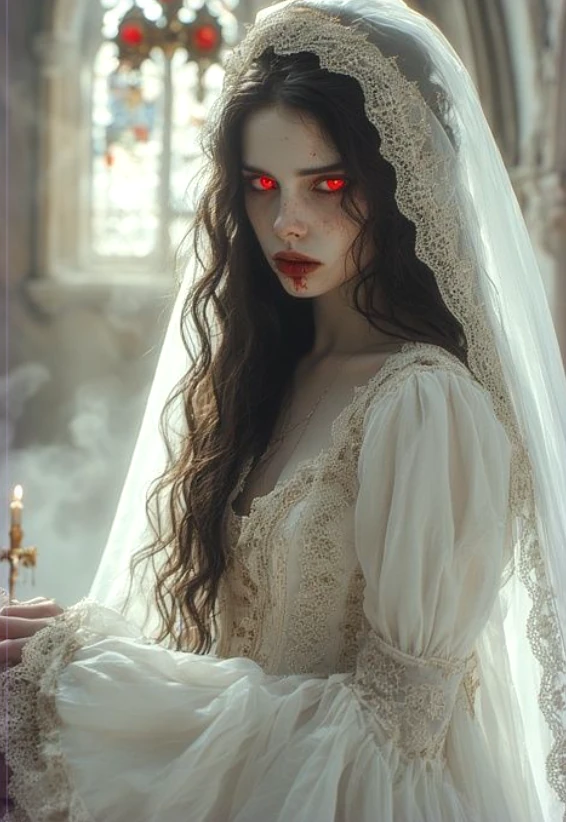 Ghost bride in a lace veil