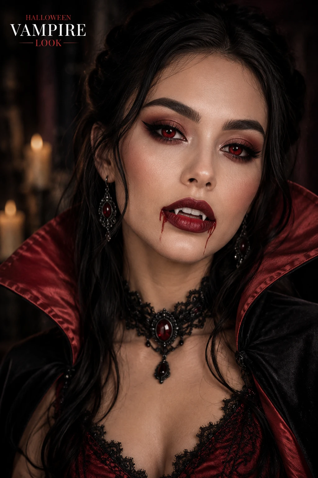 Gothic vampire in a red-lined cape