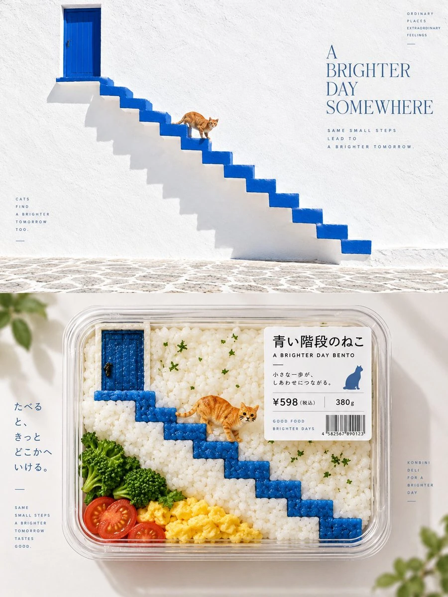 도시락으로 변한 파란 계단