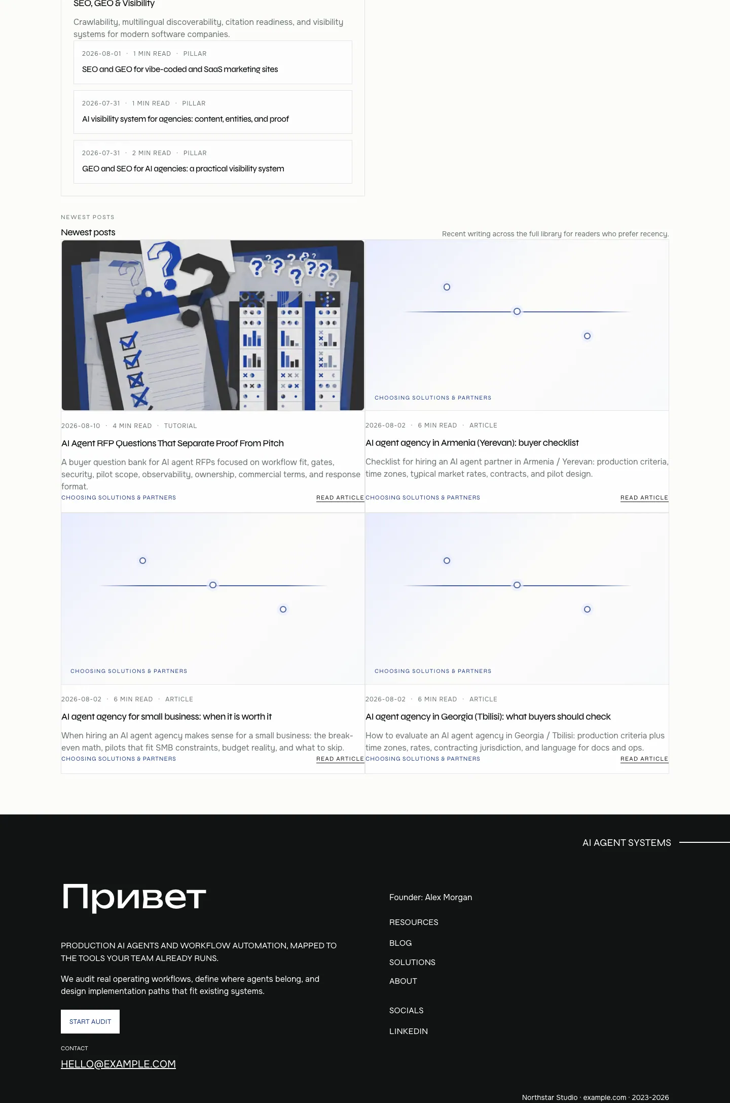 Northstar - AI Agency & Agent Studio Site website template, /blog page, part 2