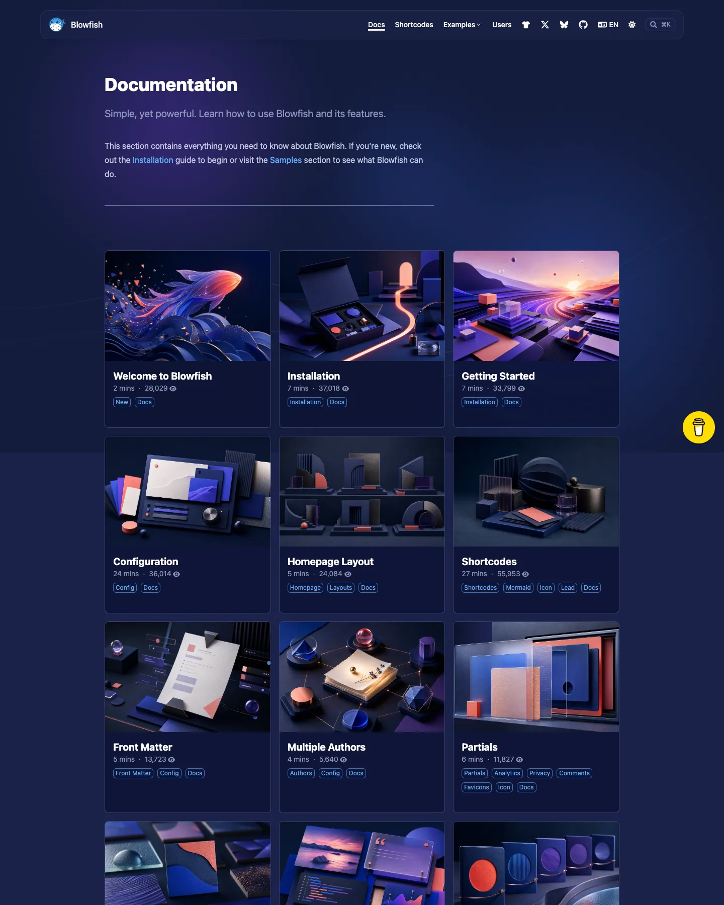 Blowfish website template, /docs/ page, part 1