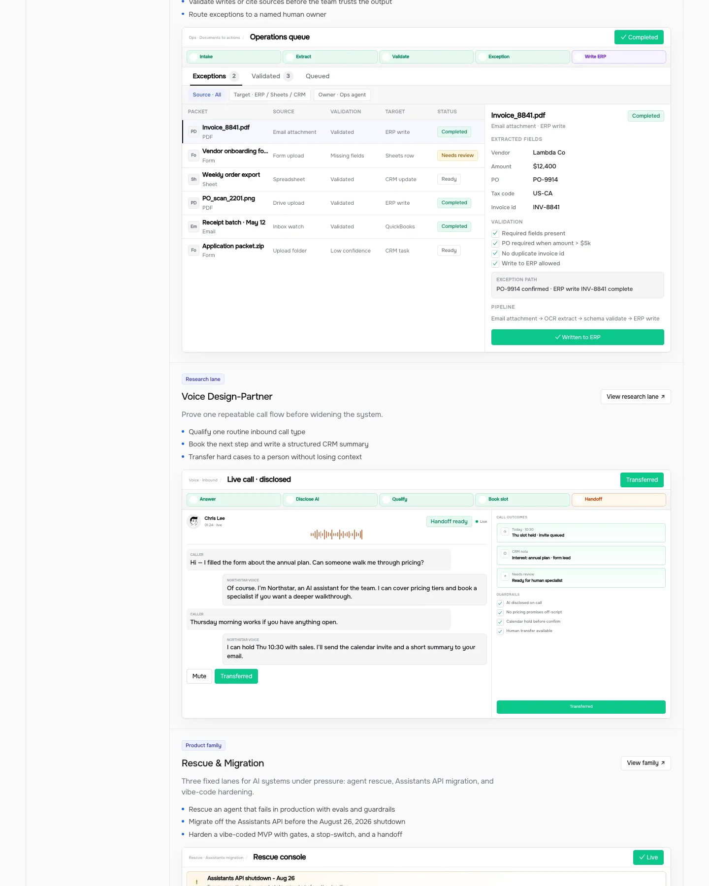 Northstar - AI Agency & Agent Studio Site website template, / page, part 3