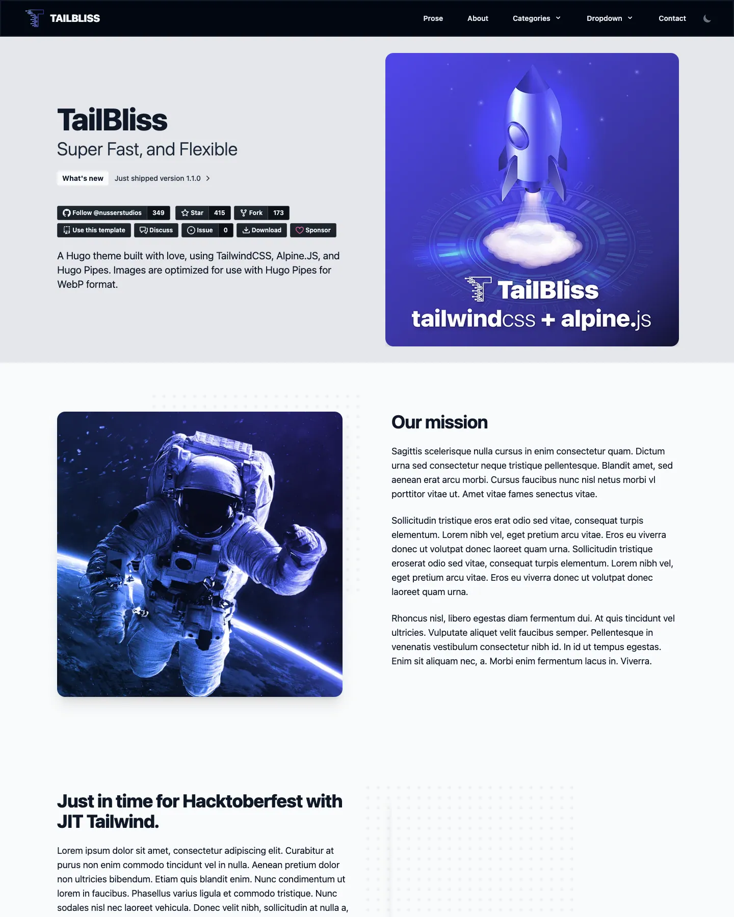 TailBliss website template, / page, part 1