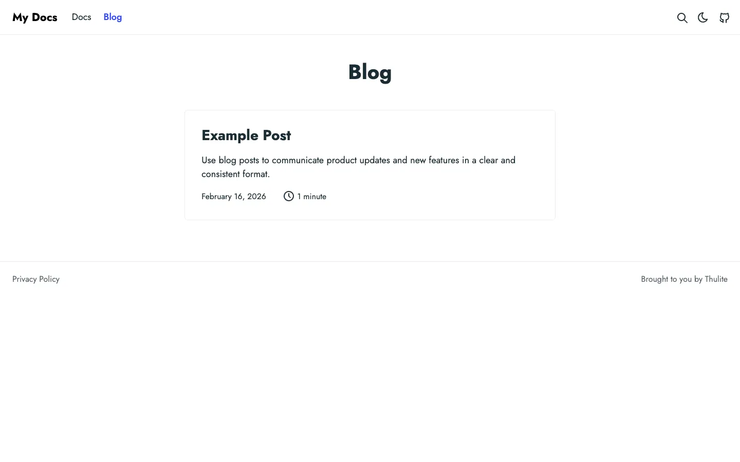Doks website template, /blog/ page, part 1