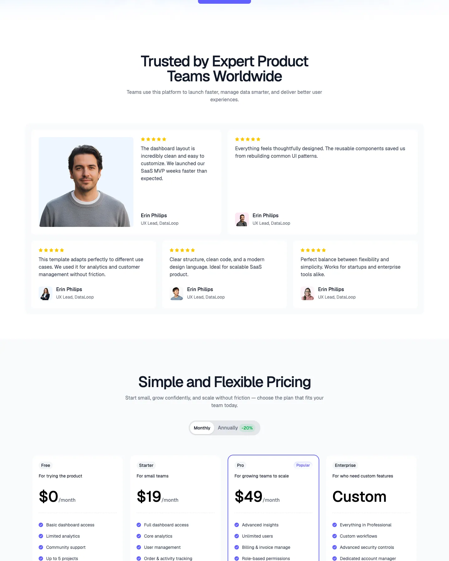 SaaSly website template, / page, part 3