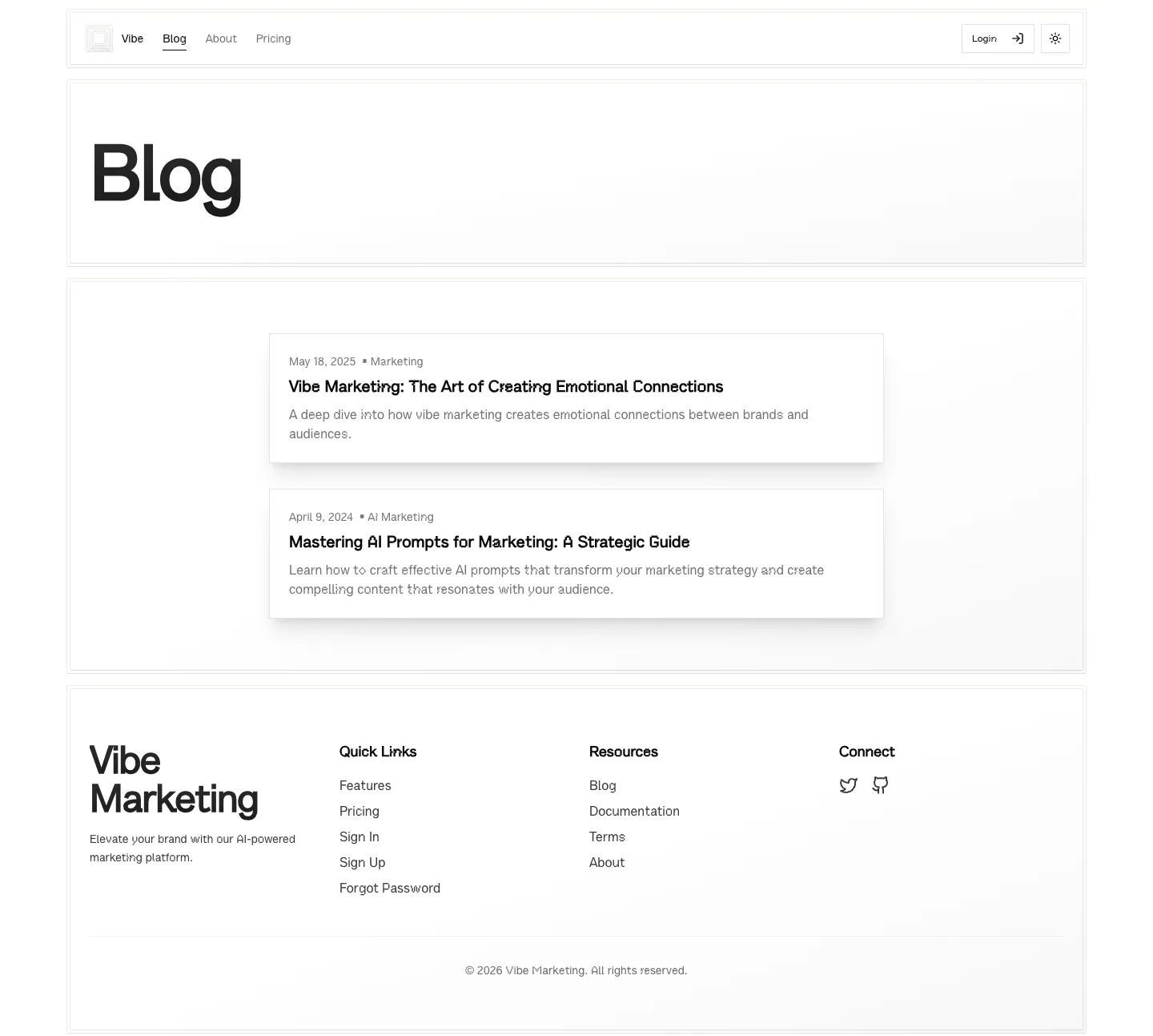 Polar Subscription website template, /blog page, part 1