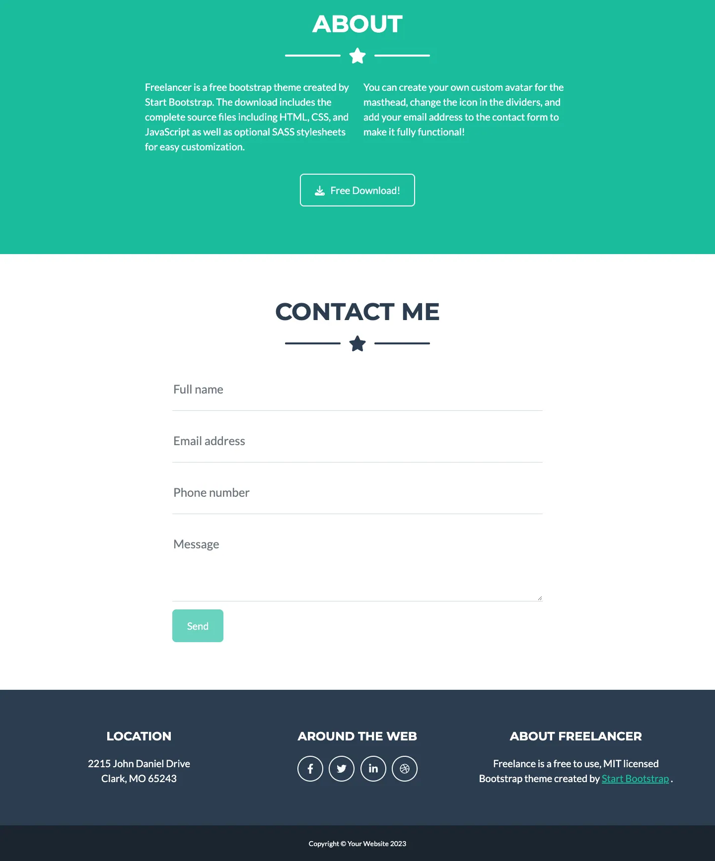 Freelancer website template, /startbootstrap-freelancer/ page, part 2