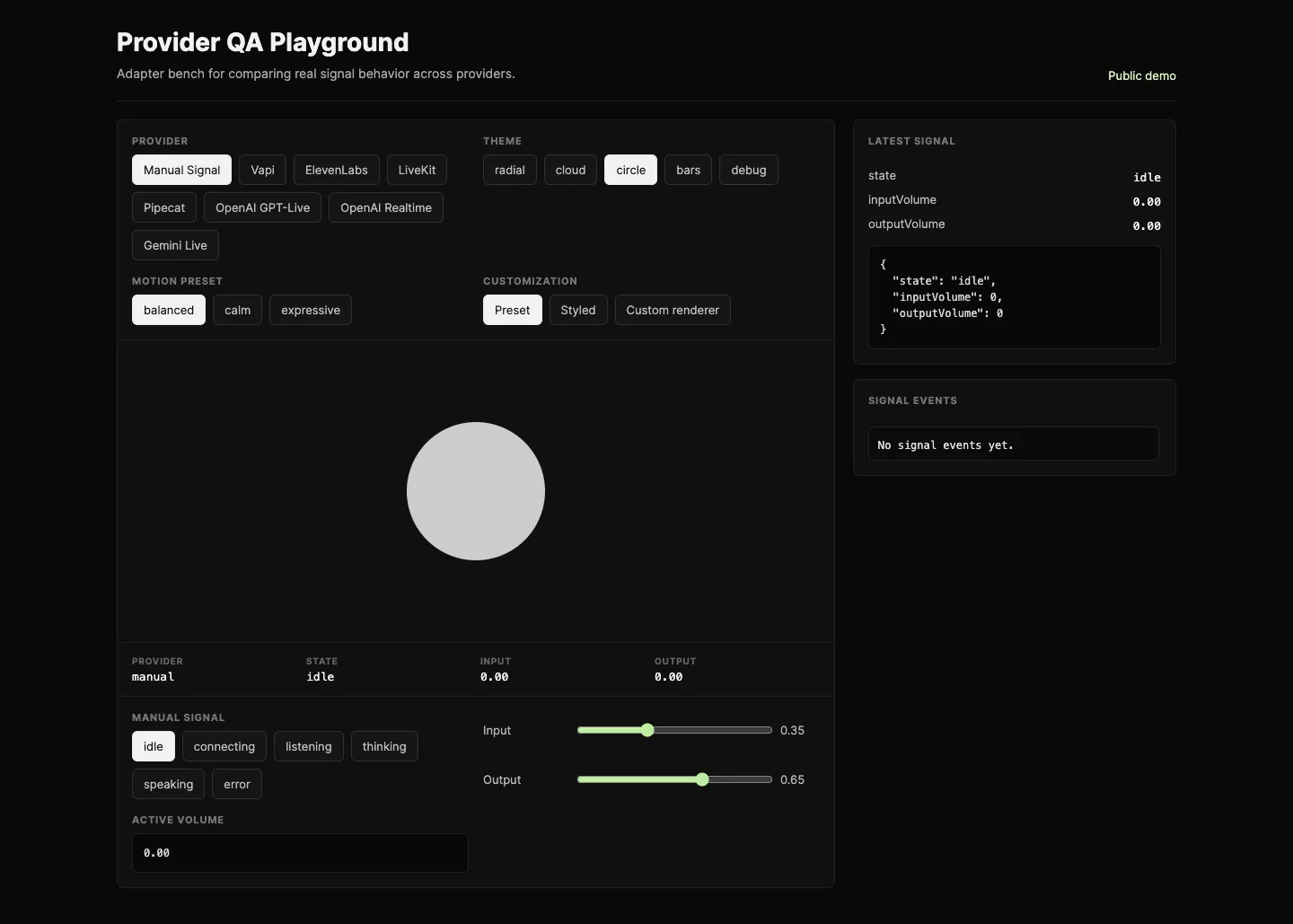 orb-ui website template, /playground page, part 1